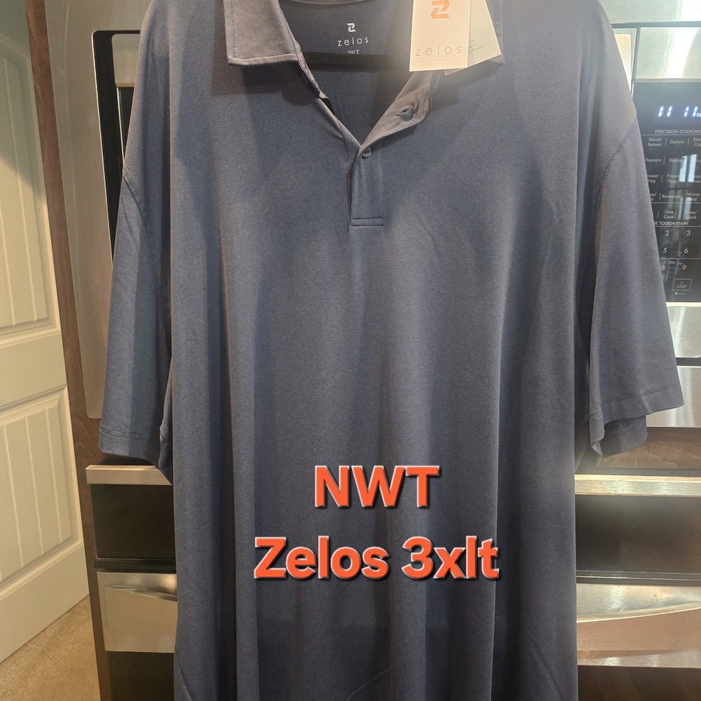ZELOS Men's Dark Blue Polo Shirt